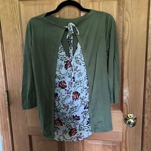 Loft outlet mixed media sweater blouse